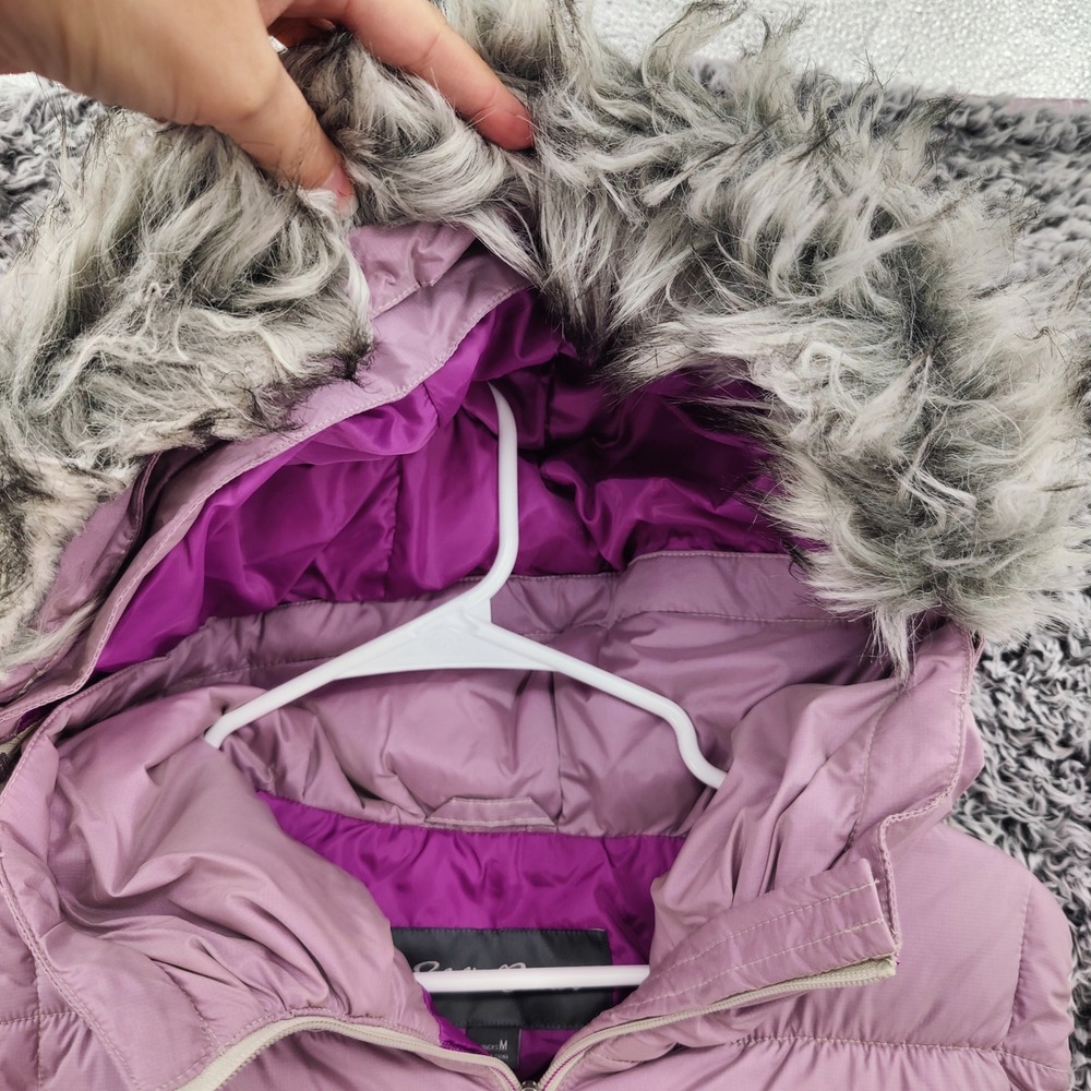 Eddie Bauer Womens Gorpcore Quilted Outdoor Down Puffer Vest M Lavender Hood - Picture 14 of 16